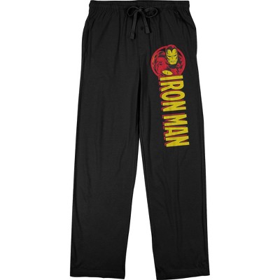 Marvel Comic Men's Classic Iron Man Superhero Text Black Sleep Pajama Pants