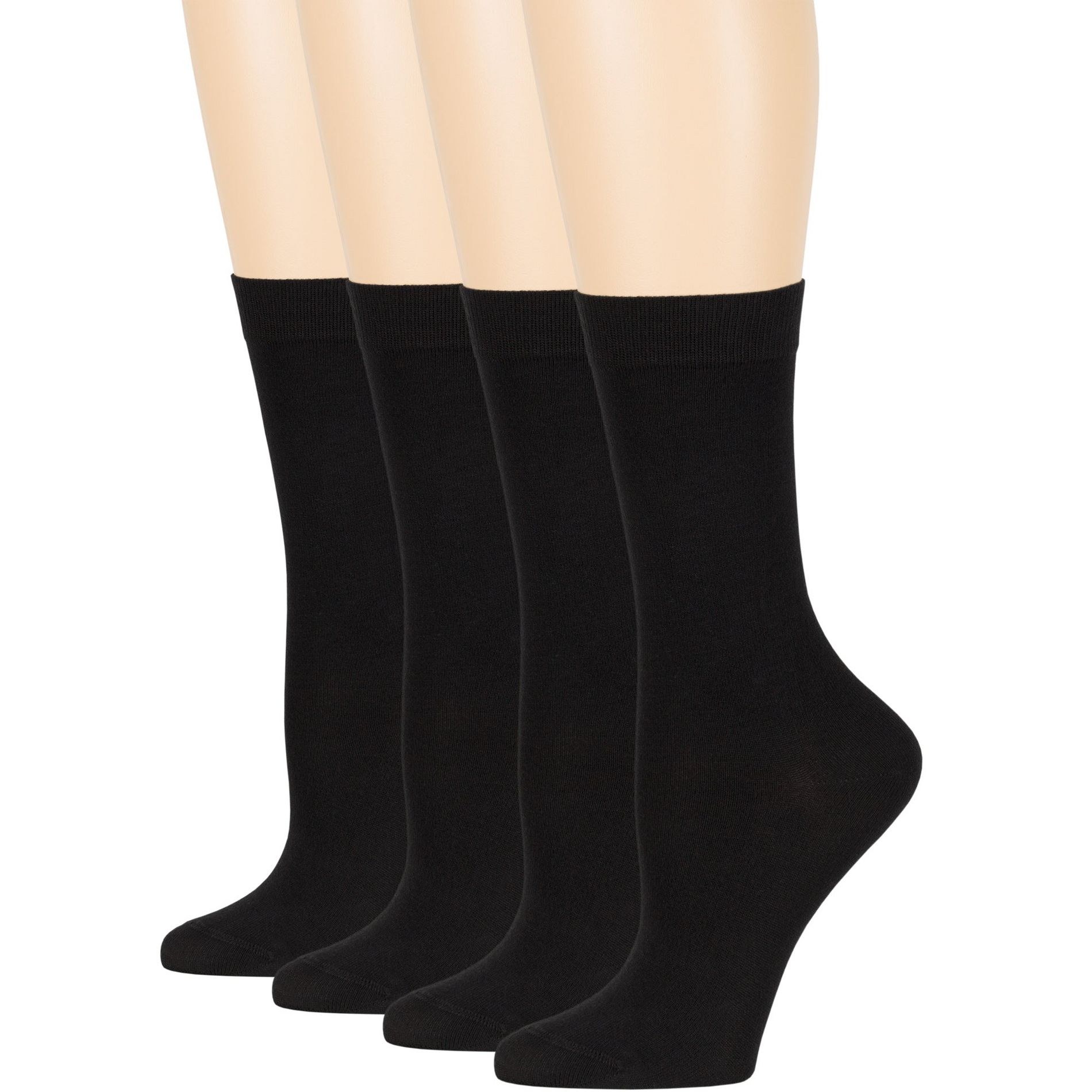 Women's Viscose Bamboo Dress Sock - 4 Pack - Thin, Casual, Crew, Lightweight, Seamless - Shoe Size Medium 5-9, Large 8-12 | 7BIGSTARS KINGDOM