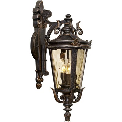 John Timberland Outdoor Light Fixture Bronze Scroll 21 3/4" Hammered Glass for Exterior House Porch