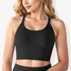 Anna-Kaci Active Women's Scoop Neck Cropped Rib Knit Seamless Criss Cross Back Sports Bra - 3 of 4