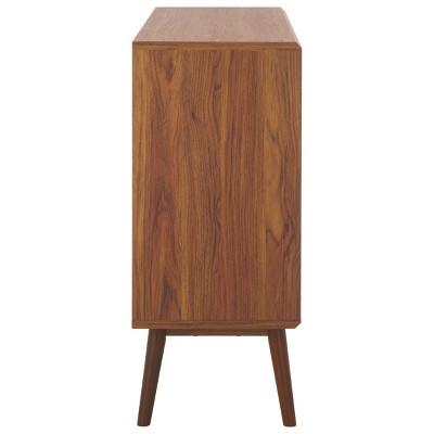 Walnut Brown Mid-Century Modern Sliding Door Media Stand