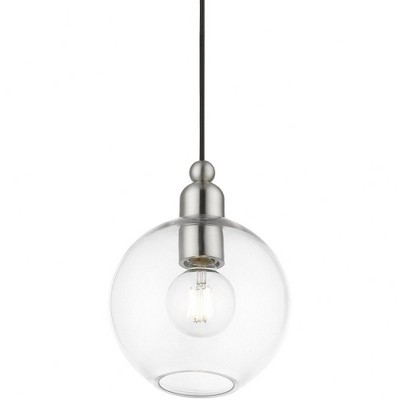Downtown Elegance Brushed Nickel Globe Pendant with Clear Glass