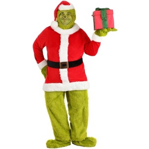 HalloweenCostumes.com Dr. Seuss Plus Size Santa Suit Grinch Open Face Costume - 1 of 4