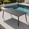 Crestlive Products Outdoor Dining Table Patio Dining Table with Wooden-Like Top and Aluminum Frame, Rectangular Table with Umbrella Hole - 2 of 4