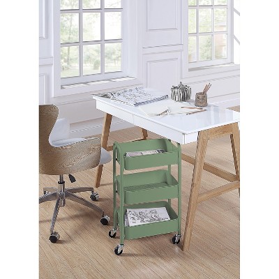 Turquoise Compact 3-Tier Rolling Metal Utility Cart