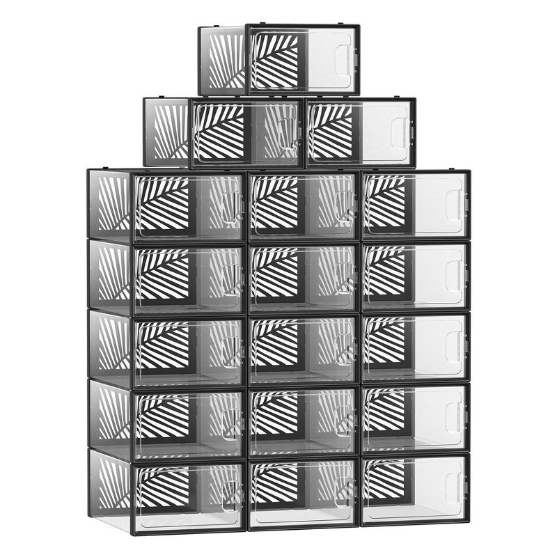 SONGMCIS Shoe Boxes Stackable Shoe Storage Boxes with Lids 12 Pack Shoe Boxes Clear Plastic Stackable Shoe Organizers For Closet, 1 of 9