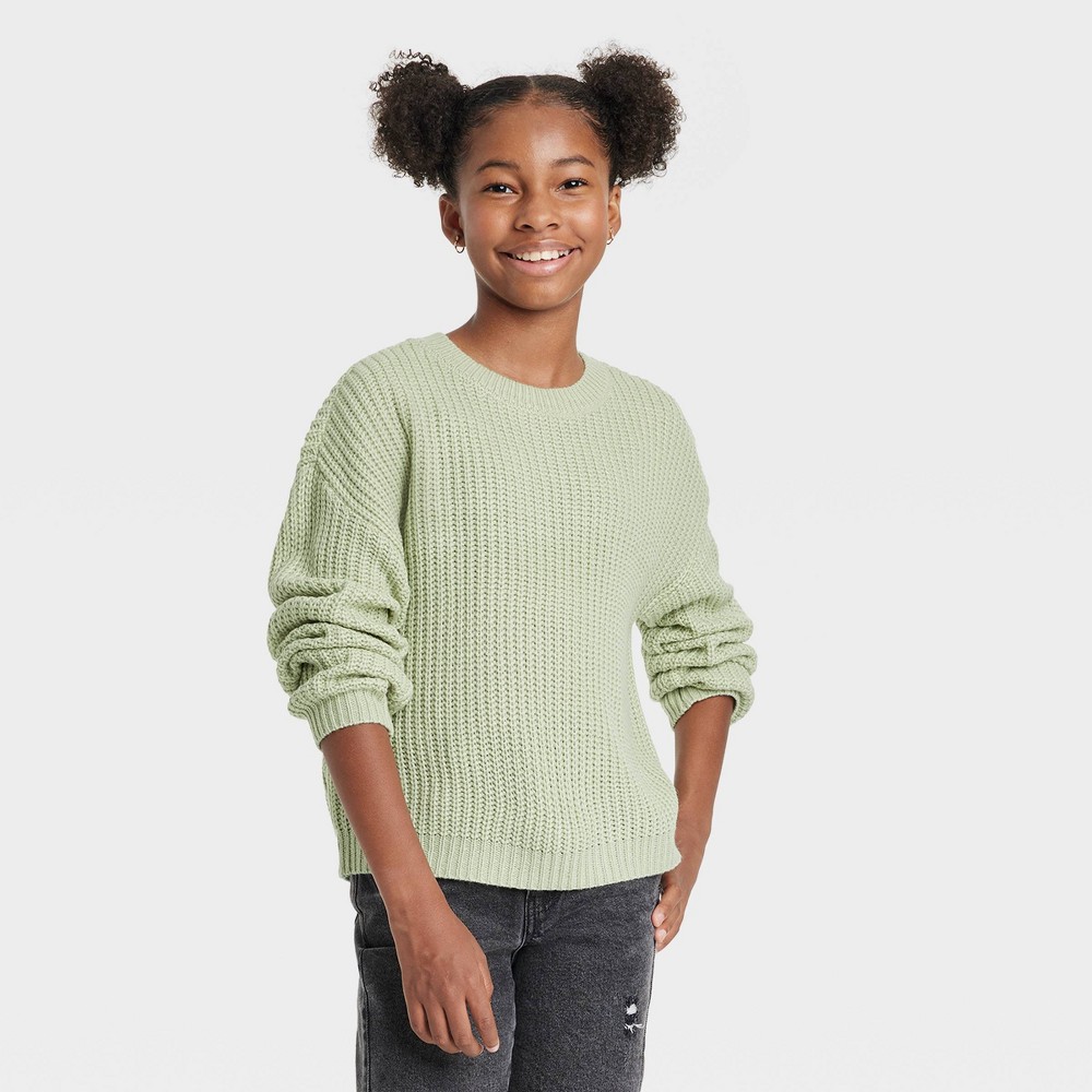 Girls' Crew Neck Sweater - art class Light Green XL