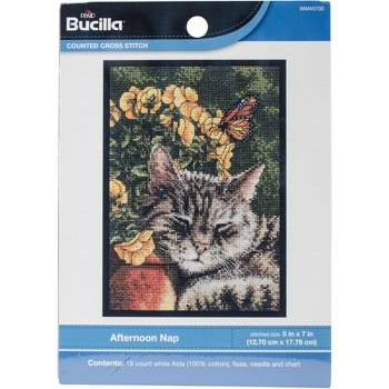 Bucilla Mini Counted Cross Stitch Kit 5"X7"-Afternoon Nap (14 Count)