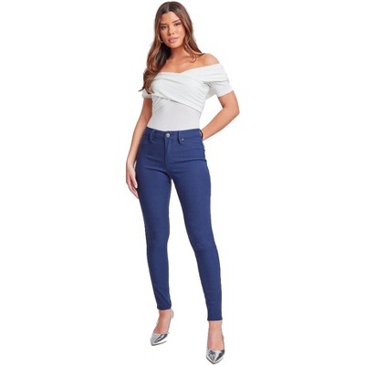 YMI Women's Hyper Stretch Mid-Rise 5 Pocket Slim Fit Skinny Jeans