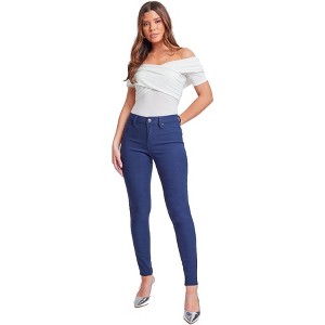 YMI Women's Hyper Stretch Mid-Rise 5 Pocket Slim Fit Skinny Jeans - 1 of 4