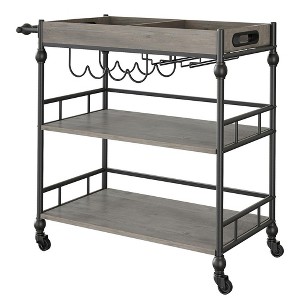 3-Tier Rolling Bar Carts with Wine Rack and Glass Holder, Mobile Serving Cart for Kitchen - 1 of 4