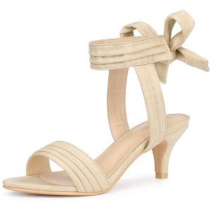 Perphy Women's Open Toe Ankle Tie Ruched Strap Bridal Kitten Heels Sandals - 1 of 4