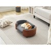 Spassway Dark Gray Oval Velvet Pet Bed with Cushion Solid Wood Frame Dog Bed for Medium and Large Dogs Comfy Dog Couch Sofa for Dogs Cats S/M/L - 3 of 4