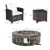 Costway 7PCS Patio Wicker Furniture Set Gas Fire Pit Sofa Side Table Cushioned - 3 of 4