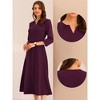 INSPIRE CHIC Women's Elegant Split Neck Side Zipper Pockets 3/4 Sleeve Work A-Line Dress - 2 of 4