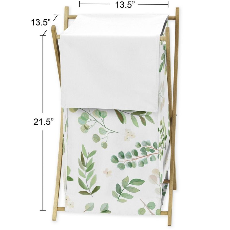 Sweet Jojo Designs Girl Laundry Hamper Botanical Leaf Green and White, 4 of 6
