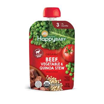 Happy Baby Savory Blends Stage 3 Pouches Grass-Fed Beef Vegetable & Quinoa Stew Baby Meals - 3.5oz