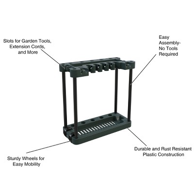 Portable Green Plastic Rolling Garden Tool Organizer