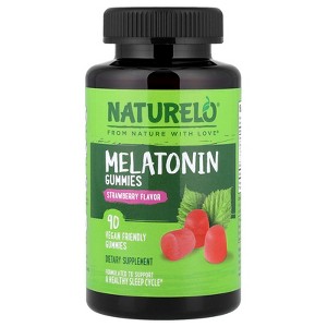 NATURELO Melatonin Gummies, Strawberry, 90 Vegan Gummies (2.5 mg per Gummy) - 1 of 4