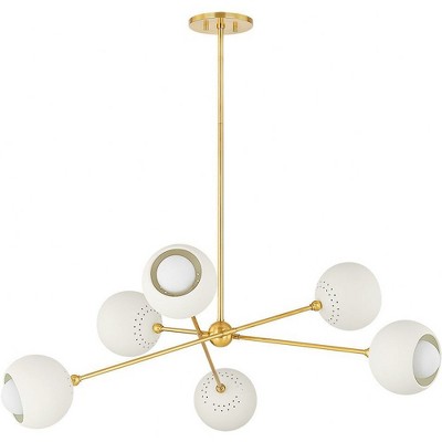 Mitzi Saylor 6 - Light Chandelier in  Aged Brass/Soft Cream