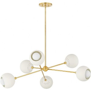 Mitzi Saylor 6 - Light Chandelier in  Aged Brass/Soft Cream - 1 of 1