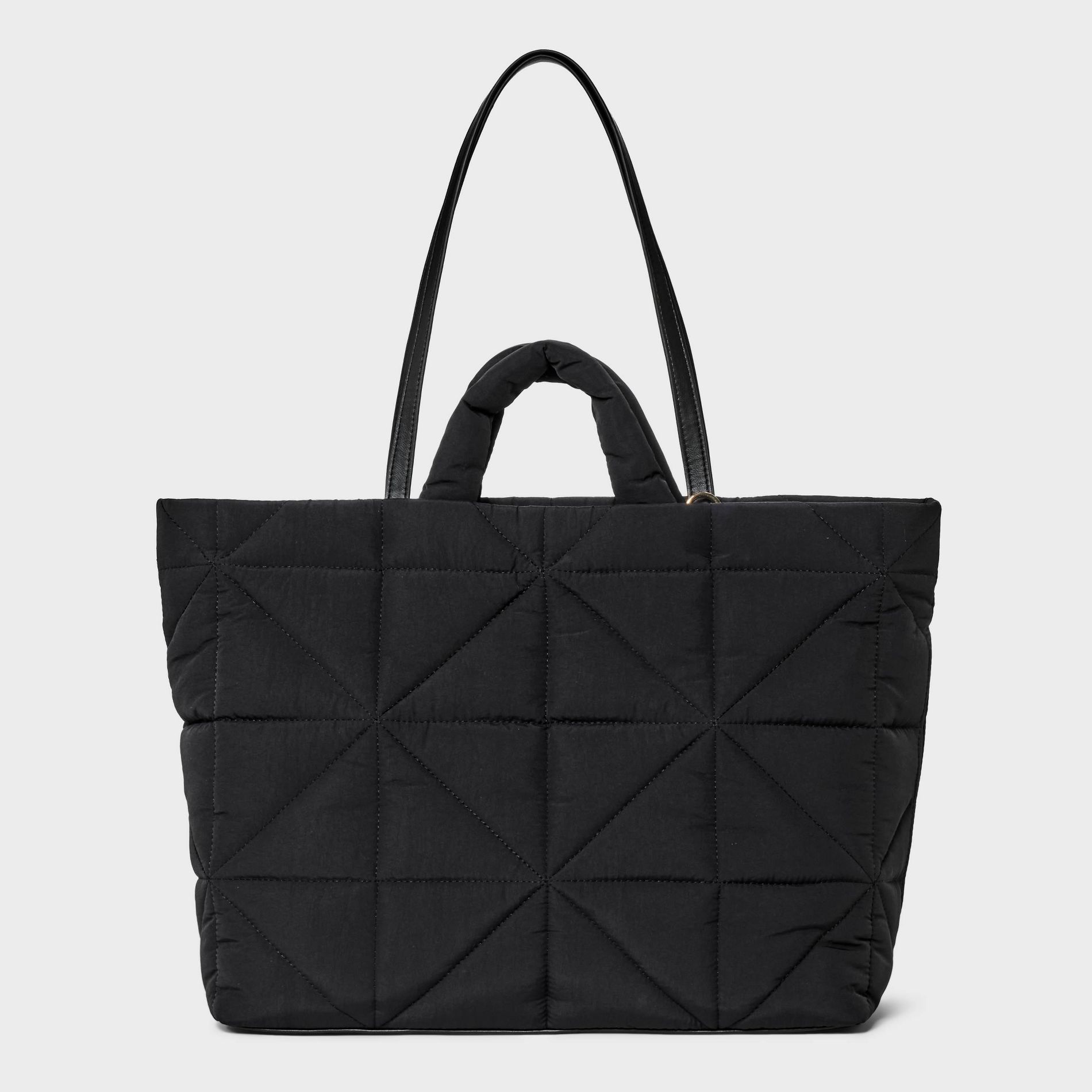 Kate Tote Handbag - A New Day™ Black: Double Shoulder Handles, Magnetic Closure, Recycled Nylon