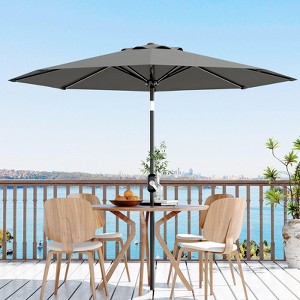 10ft Patio Umbrella, Table Umbrella Outdoor Patio with Crank Lift & Push Button Tilt, 8 Sturdy Ribs for Yard, Deck, Pool - 1 of 4