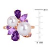 EVERLY JEWELRY | Rose Plated Sterling Silver 1 4/5 CT TGW Amethyst-Africa Rose de France And White Freshwater Cultured Pearl Fashion Ring - 4 of 4
