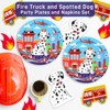 Hachikiko Firetruck and Dog Plates Napkins Set,Fire Station Dinner Plates Spotted Dogs Napkins Disposable Tableware Fire Truck Birthday Decorations - 3 of 4