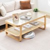 VEVOR Rattan Coffee Table, Rectangle Rattan Woven Wood Coffee Table with Tempered Glass Top, 45-Inch Modern Boho Storage Coffee Table with Wood Legs - 2 of 4