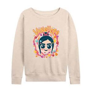 Women's - Disney - Vanellope & Candy Lightweight French Terry Wide Neck Long Sleeve Shirt - 1 of 4