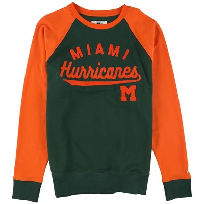 STARTER Mens Miami Hurricanes Sweatshirt, Green, Large