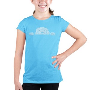 LA Pop Art Girl's Word Art T-shirt - Peeking Dog - 1 of 4
