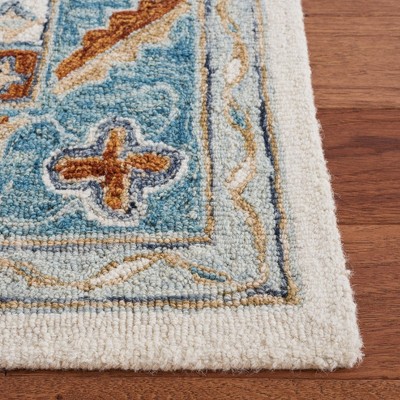 Ivory and Blue Hand-Tufted Wool Rectangular Area Rug