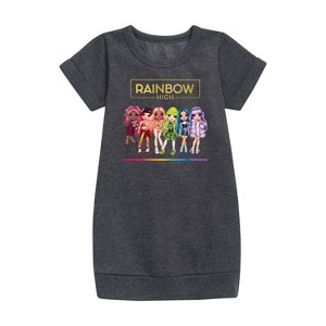 - Rainbow High - Toy Doll Lineup Graphic Short Sleeve Fleece Dress - 1 of 3