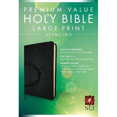 Premium Value Slimline Bible-NLT-Large Print Crown - (Leather Bound)