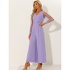 Allegra K Women's Elegant V Neck Mesh Long Sleeve Loose Wide Leg Party Jumpsuits - 2 of 4