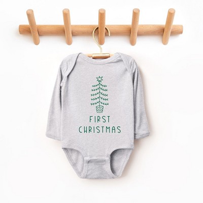 The Juniper Shop First Christmas Tree Baby Long Sleeve Bodysuit