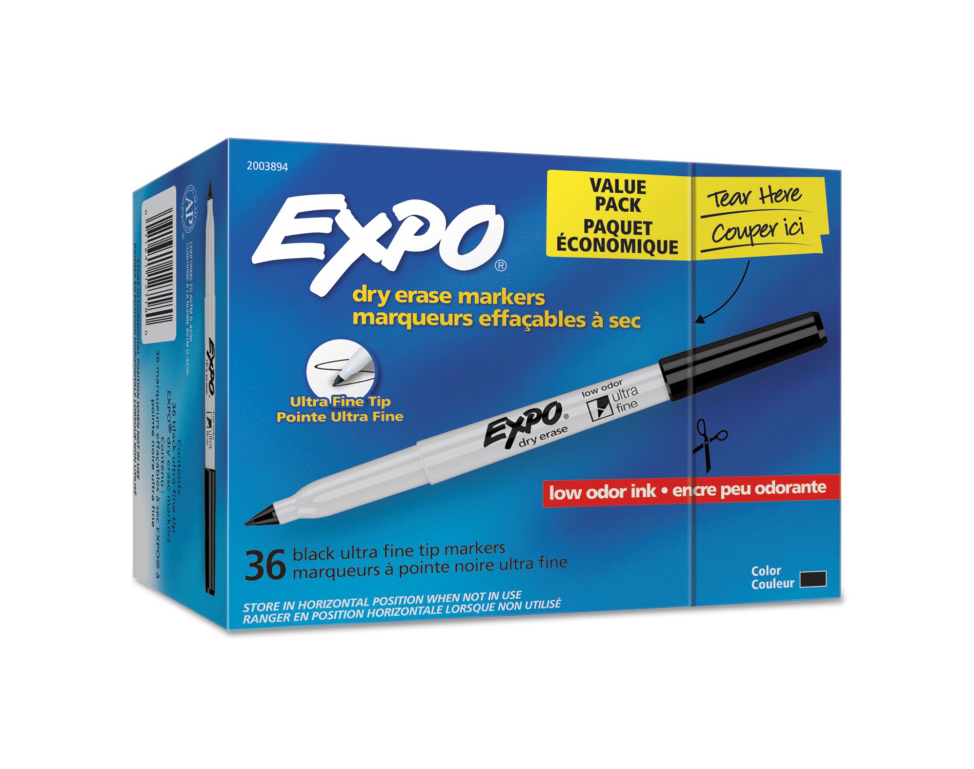 EXPO Low Odor Dry Erase Markers Ultra Fine Tip - Office Pack Black 36/Pack 2003894