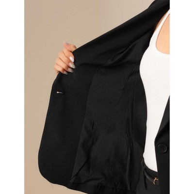 INSPIRE CHIC Women's 3/4 Sleeve Lapel Collar One Button Side Pockets Blazer Black X-Small — фото 5