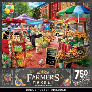 MasterPieces 750 Piece Jigsaw Puzzle - Town Square Booths - 18"x24" - 1 of 4