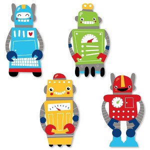 Big Dot of Happiness Gear Up Robots - DIY Shaped Birthday Party or Baby Shower Cut-Outs - 24 Count - 1 of 4
