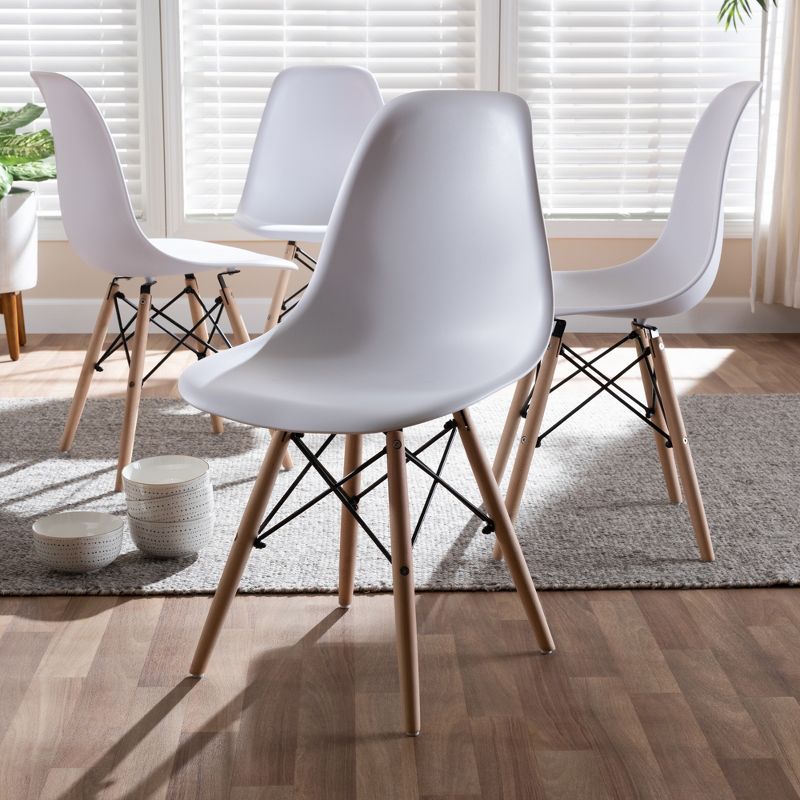 Set of 4 Sydnea Mid Century Modern Acrylic Wood Finished Dining Chairs White - Baxton Studio, 4 of 9