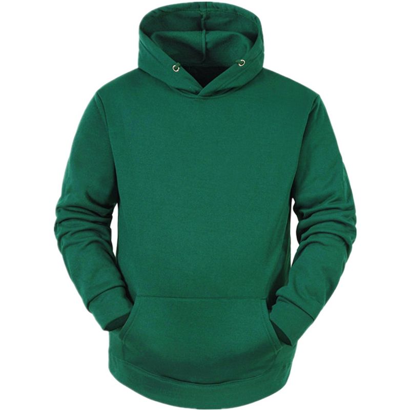 Lars Amadeus Men's Plush Lined Pullover Solid Long Sleeves Hooded Sweatshirts with Pocket, 1 of 7