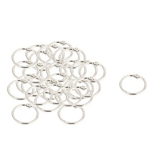 Unique Bargains Metal Hinged Book Memo Binder Loose Leaf Ring Silver Tone 30 Pcs 0.8" Inner Dia - 1 of 4
