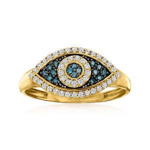 Ross-Simons 0.30 ct. t.w. Blue and White Diamond Evil Eye Ring in 14kt Yellow Gold - 1 of 4