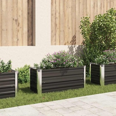 vidaXL Garden Raised Bed Anthracite 39.4"x15.7"x17.7" Galvanized Steel