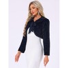 INSPIRE CHIC Women's Evening Bow Tie Front Turndown Collar Faux Fur Fluffy Cropped Coat - 2 of 4