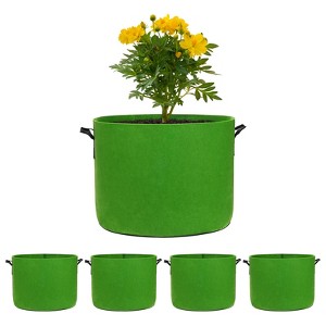 Unique Bargains Thickened Fabric Durable Handles Multipurpose Good Drainage Plant Grow Bags 5 Pcs - 1 of 4