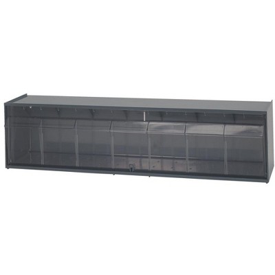 Quantum Storage Systems Dividable Tip Out Bin, (1) Compartment, 23-5/8"W X 5-1/4"D X 5-15/16"H, Handle With Label Slot, Opens To A 45° Angle,